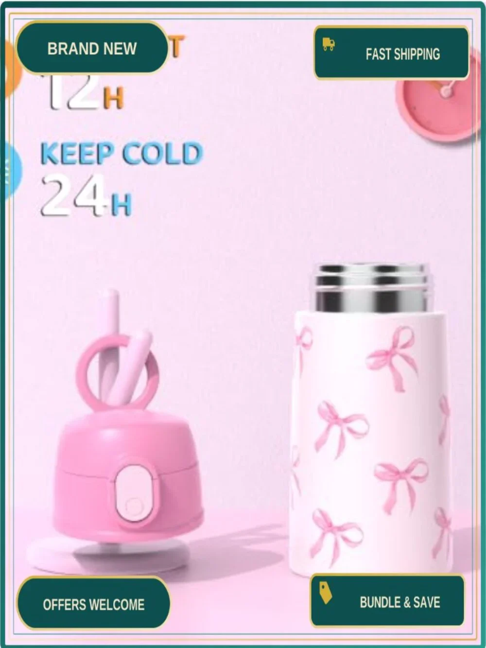 Kids Backpack 4-Piece Set with Water Bottle Lunch Box Pencil Case for School